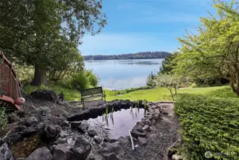 Fountain and pond