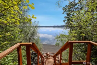 Stairs to beach and tideland rights. 146 ft.