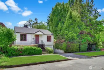 Oversized, super wide lot on a fantastic street at the top of the hill in Greenwood! Lot width includes house and large trees/hedge pictured to the right. Excellent street parking! Borders a designated Healthy Street - low traffic! Prime for redevelopment. Surrounded by class Seattle craftsmen homes and modern rowhouses. 7 Minutes to Green Lake. NEW ROOF in 2023.