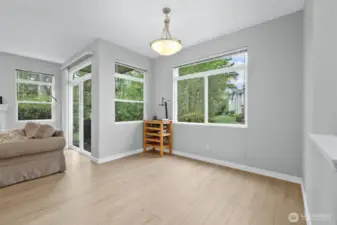 Walls of windows let in the natural light.