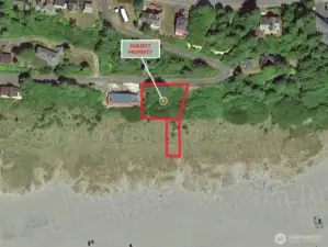 Overhead view with approximate boundaries in red.