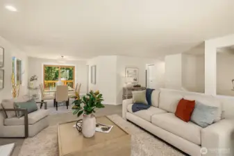 Light and bright living and dining room area.
