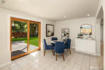 Play area or office area with wet bar.