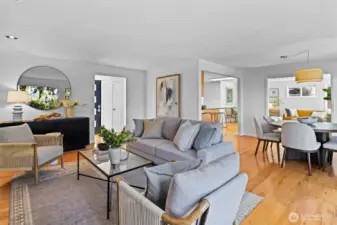 Front family room opens into dining area
