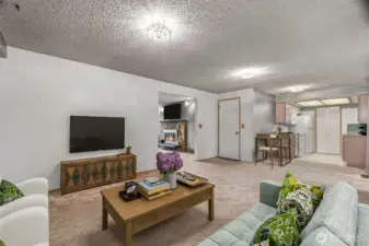 Family room located off the kitchen with eating space..