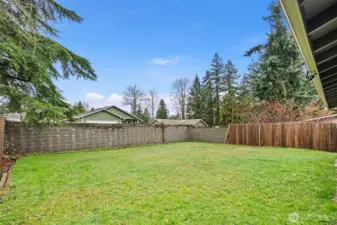 Fully fenced backyard.
