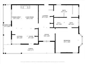 ADU floor plan with private living, kitchen, and bedroom suite