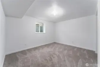 One of two generously sized lower-level bedrooms—ideal for guests, family, or flexible use