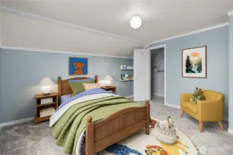 Upstairs 4th bedroom is on the north east corner of the home