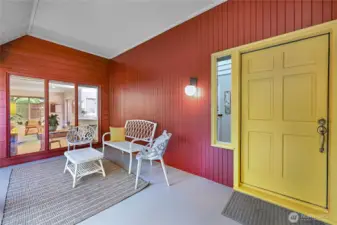 You can see how well-maintained this home is!  There's that spot for morning coffee.  That's the kitchen you can see through the windows.  See how nice that new paint looks.  This is what a "well-loved" home looks like!