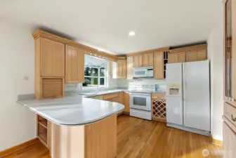 Functional Kitchen including a Bread Box & Wine Rack