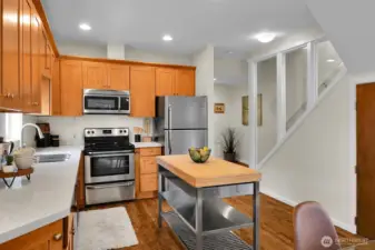 Island can be moved if you desire more open spaces