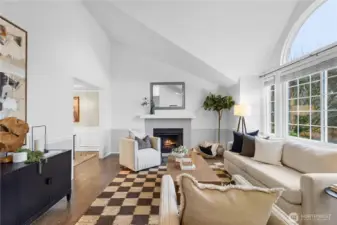 The vaulted ceiling allows the room to have a grand presence. The large window offers fantastic western exposure.