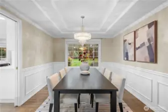 A formal dining room that is functional and elegant.