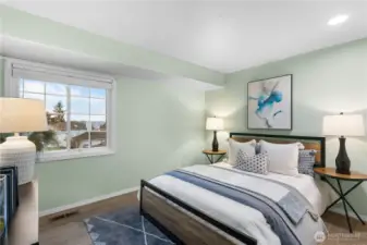 Bedroom #2 on the upper level of the home. This room offers western exposure.