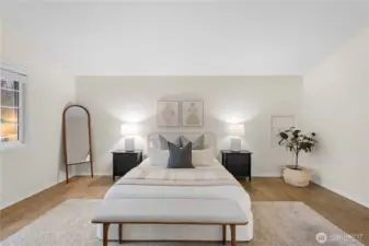 The interior paint was just added; the engineered wood floors are a beautiful complement.