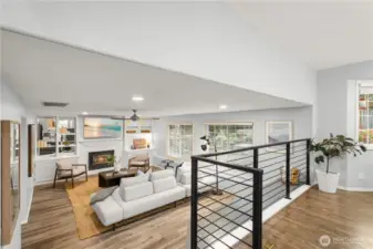 From the kitchen, make your way into the expansive Family Room which views to the backyard.