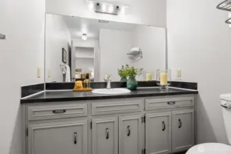 Large vanity in primary bathroom