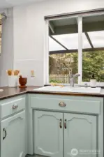 Sink has lovely view of backyard