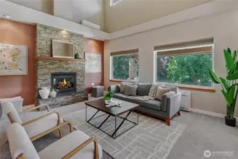 Living Room w/ 18’ Ceilings