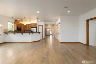 from living room looking towards entry and kitchen