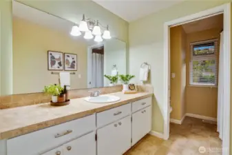 Hall/Main bathroom is a full with shower and tub.
