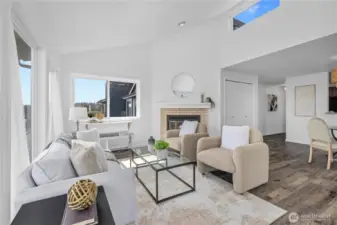 Living room with vaulted ceilings