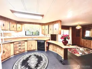 Kitchen overlooks the deck