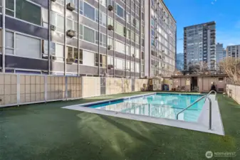 Outdoor pool and sun deck. On-site restroom and shower facilities—easy before and after a swim.