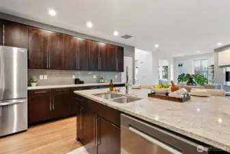 Oversized kitchen island- great for creativity and gathering.