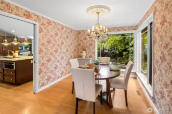 Elegent Dining Room Looks out to the back yard.