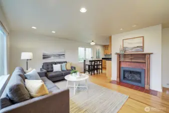 Cozy living room with fireplace!
