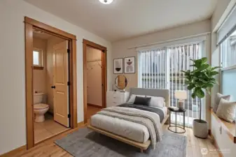 Main level bedroom, virtually staged