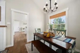 The dining is light and bright, and the perfect place to gather for a meal at the end of the day.