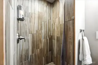 Updated shower surround in the guest shower.