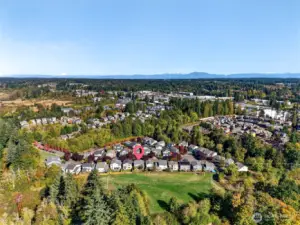 Home backs up to a greenbelt with trails.