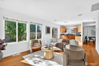 Main living area flows right into kitchen