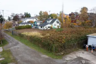 View looking back down access road