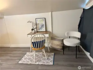 Extra space in Laundry area for home office.