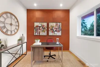 Customed architectural wood panel for accent wall in the office