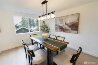 Spacious dining room great for hosting.