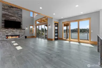 Dining room overlooking living room.