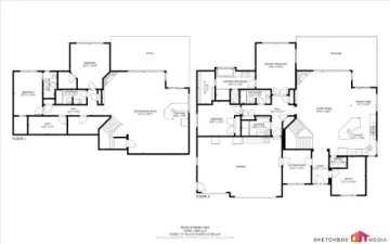 Custom floor plan - upper floor at main entry & walk out basement