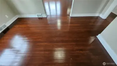 refinished dining room floor.