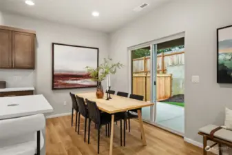 Dining area with covered patio out back