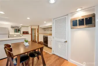 Artist unit kitchen and dining area.