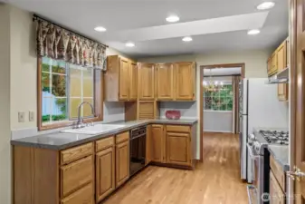 Gas range with hood. Kitchen appliances stay with home.