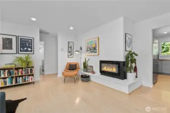 Electric fireplace [provides cozy ambience