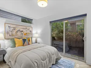 Entry level bedroom #2 w access to fenced back yard