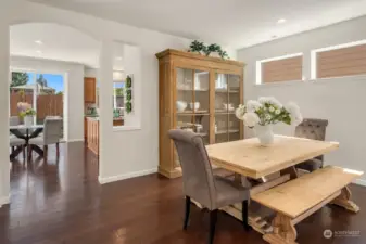 Dining area for the grown ups! Elegant entertaining with an easy flow to the kitchen and outdoor garden space.